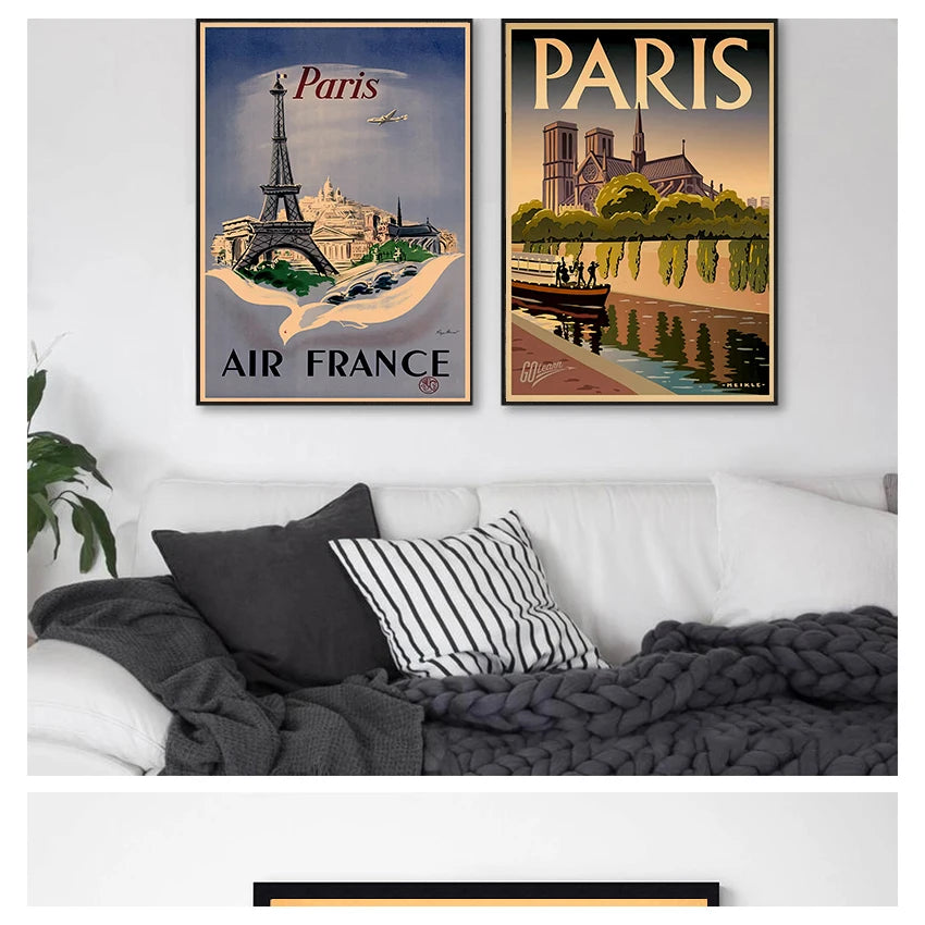 Paris France Vintage Canvas Wall Art Poster | Unframed Print Canvas Wall Poster Peaceful Pleasures Health and Wellness