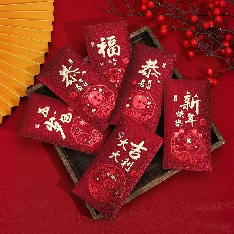 10-Pack Chinese New Year Snake Red Envelopes – Matte Gold