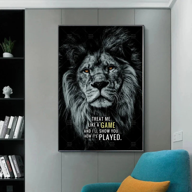 Nordic Lion Tiger Motivational Canvas Wall Art Poster Print Canvas Wall Art Peaceful Pleasures Health and Wellness