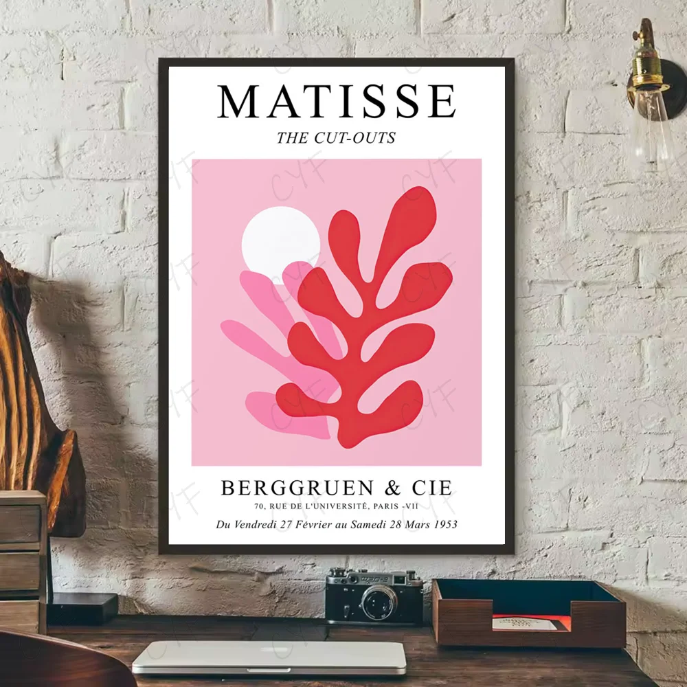 Abstract Pink Matisse Floral Art Poster | Waterproof Wall Décor Art Wall Poster Peaceful Pleasures Health and Wellness z8 40X50cmNoframe