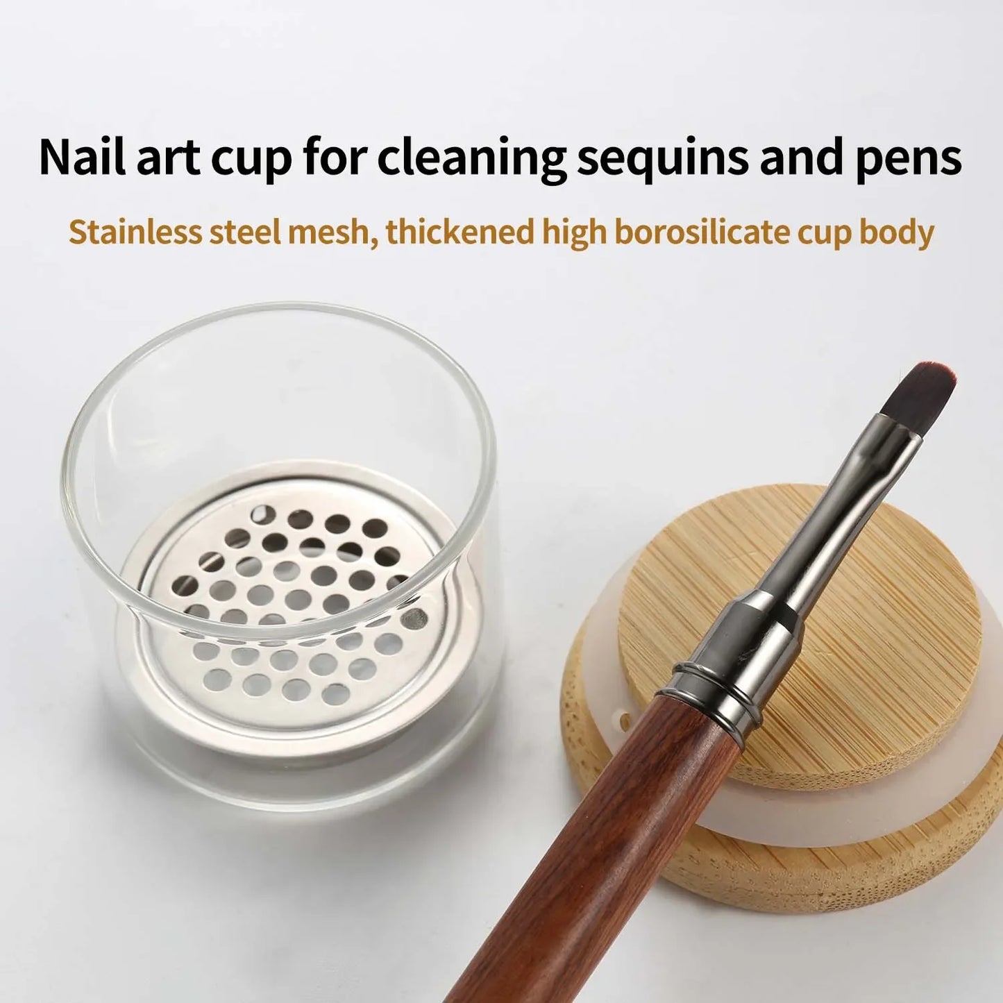 Crystal Glass Nail Brush Cleaner Cup & Drill Bit Container