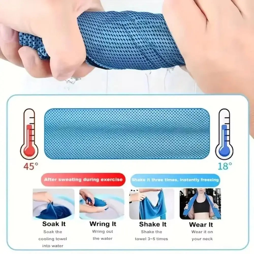 Durable Polyester Cooling Towel Quick Dry Silica Gel Quick Dry Towel Microfiber Absorbent Ice Towel Fitness Training Peaceful Pleasures Health and Wellness