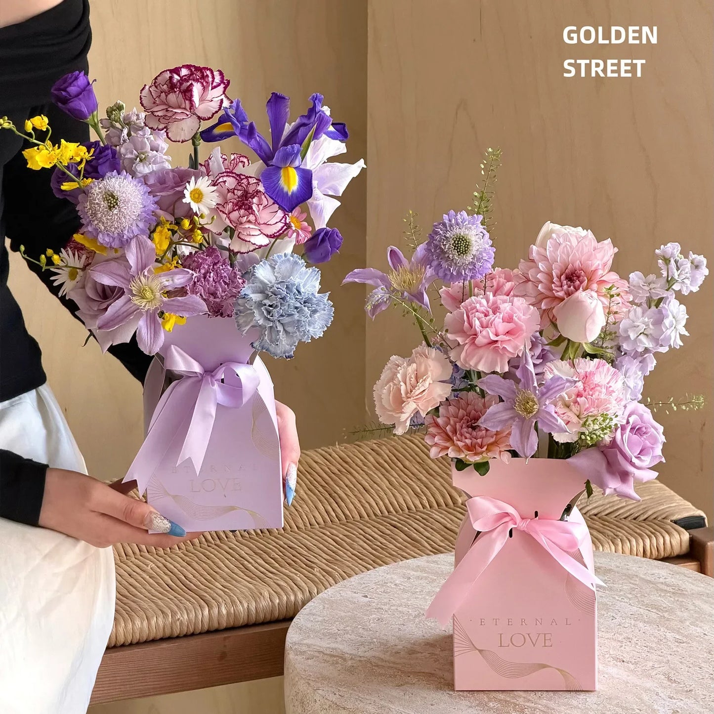 Flower Gift Box Bouquet Wrap with Handle – 10–40 Pack