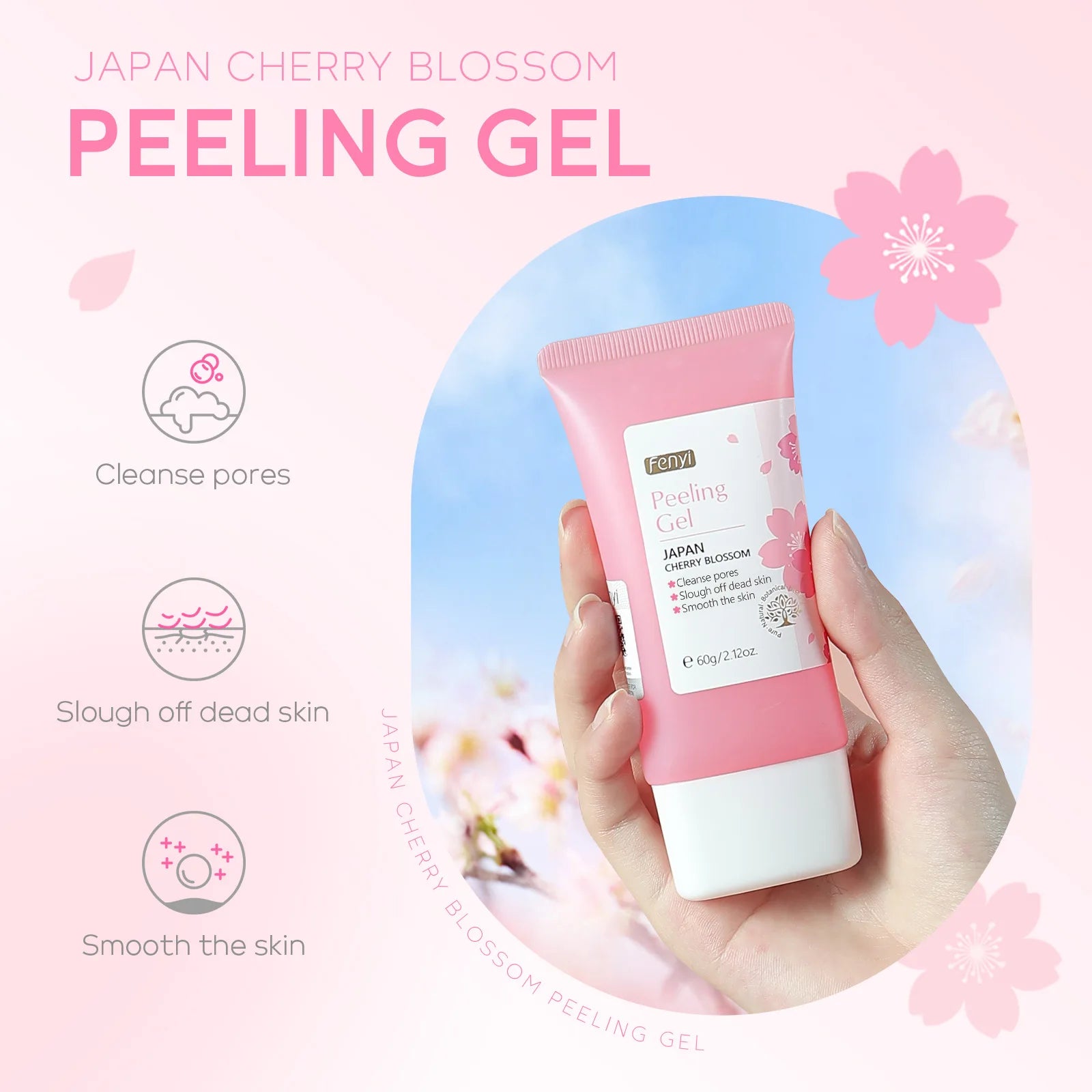 Cherry Blossom Peeling Gel Facial Exfoliating Moisturizing Tender Body Cleansing Skin Care 60g Peaceful Pleasures Health and Wellness