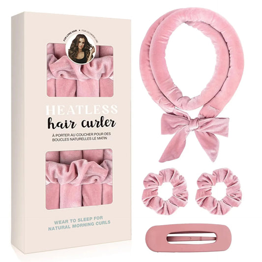 Heatless Curling Rod Headband – No-Heat Hair Roller Set Hair Styling Accessory Oasis Select pink