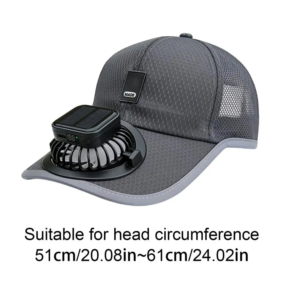 Solar Fan Baseball Cap – UV Sun Hat with USB Charging