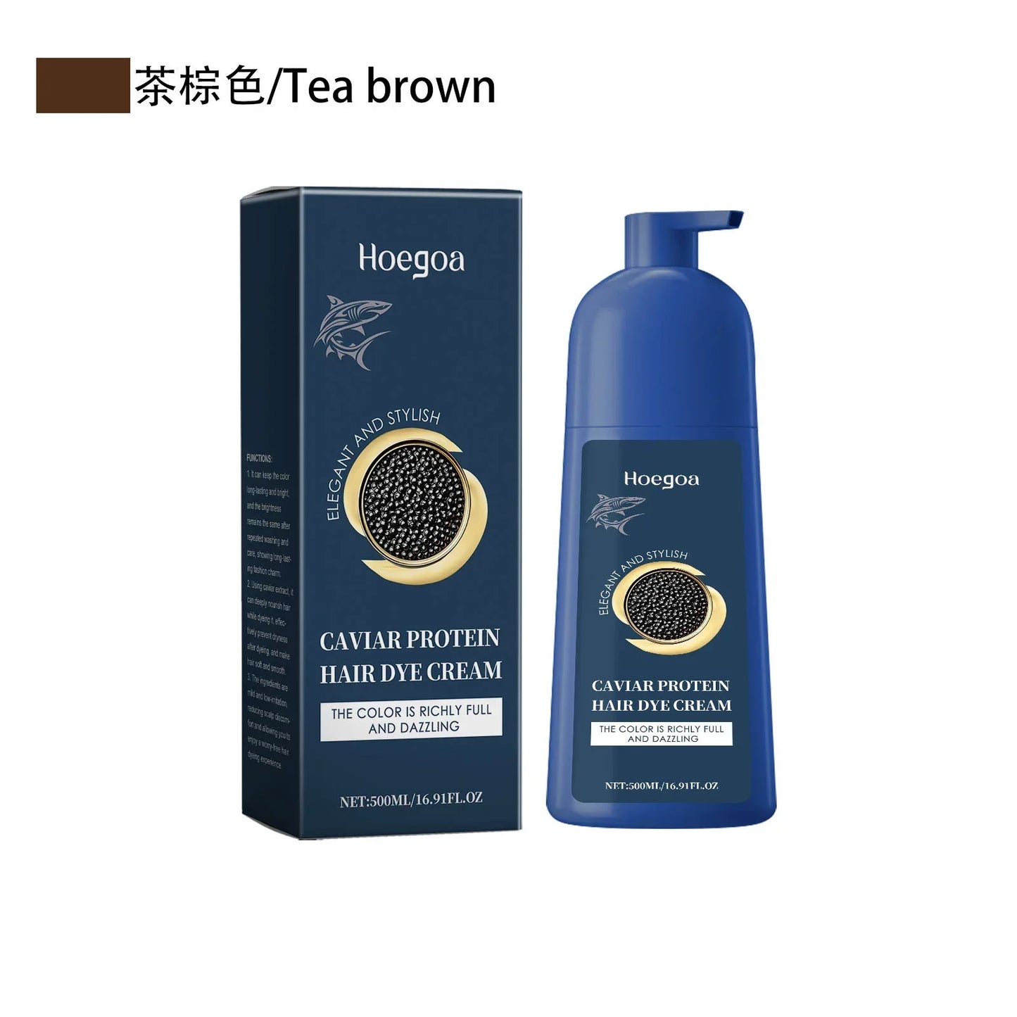 HOEGOA Caviar Protein Hair Color Shampoo – Black Brown 500ml