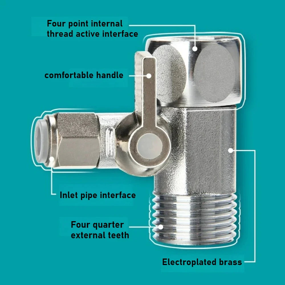 Brass Ball Valve Tee Connector for Water Purifier & PE Pipe