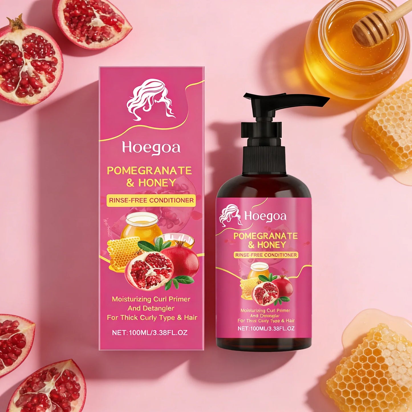 Pomegranate and Honey Leave-In Conditioner Treatment Nourishing Dry Damaged Hair Moisturizing Frizz Enhancing for All Hair Types Peaceful Pleasures Health and Wellness