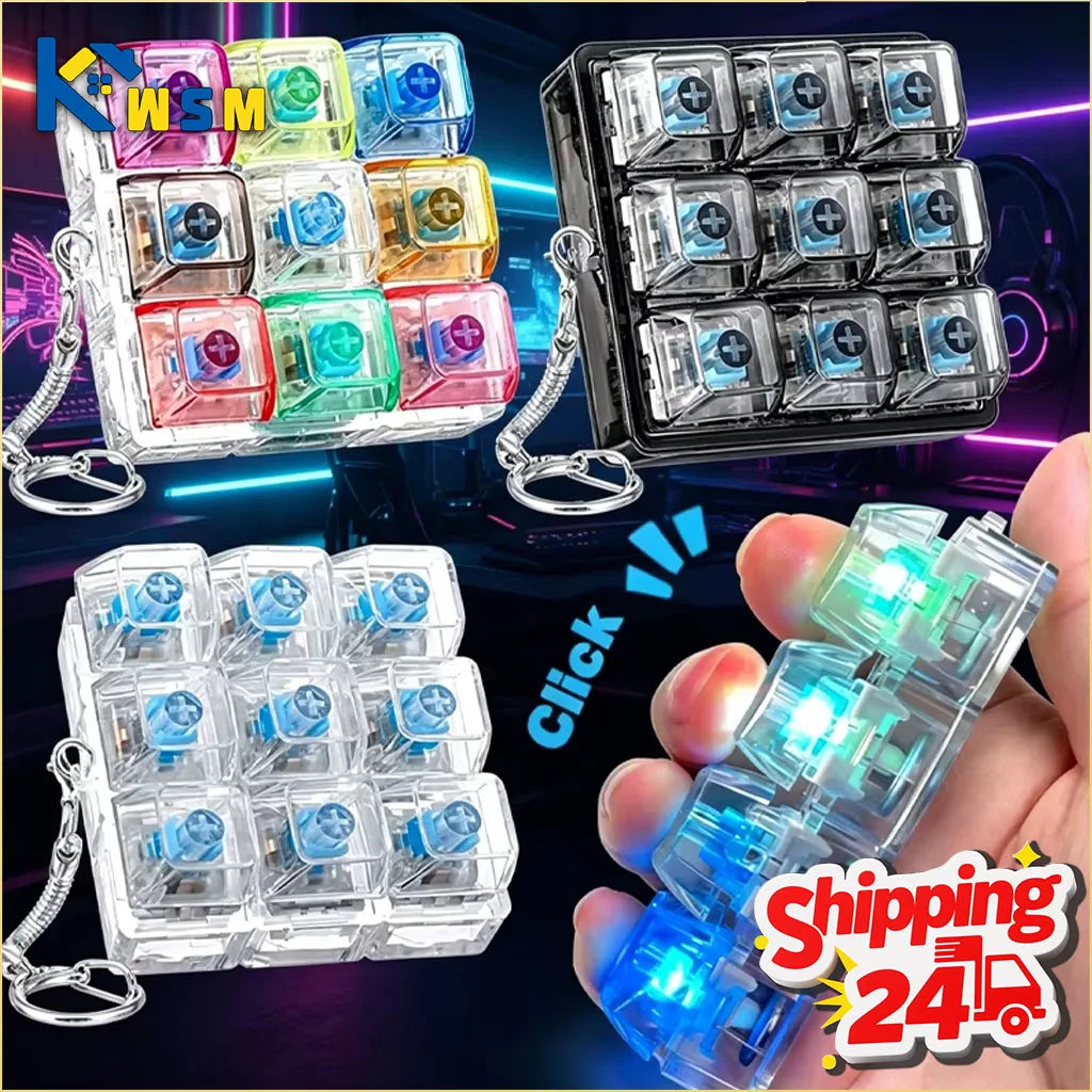 9-Key Mechanical Switch Tester Keychain Fidget Toy | 1–20 Pack