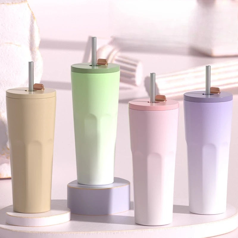 Gradient Vacuum Insulated Cup with Auto Pop-Up Straw 700ml