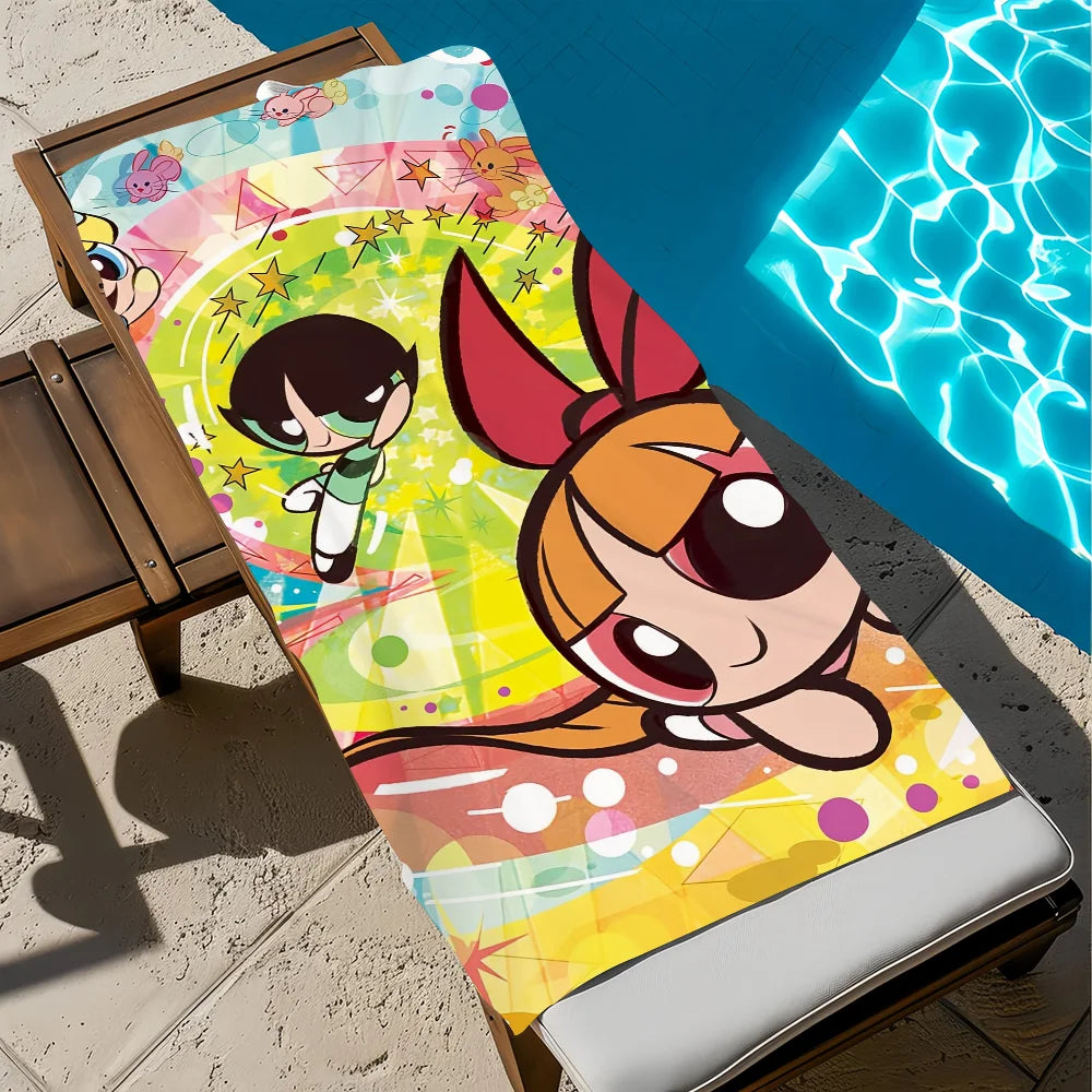 Powerpuff Girls Quick-Dry Beach Towel | Soft Cartoon Pool Towel
