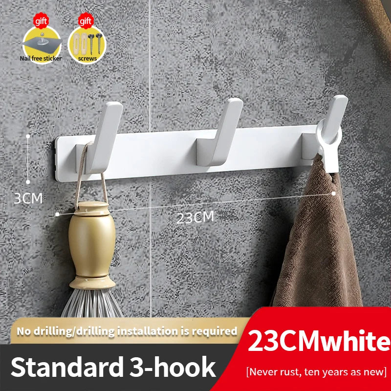 YUNJIEYA 6-Hook Aluminum Wall Rack | Kitchen & Bathroom Hooks