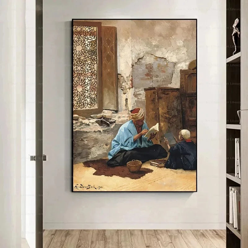 Canvas Painting Gerome Classic Artwork Arabs Living Landscape Poster Arabic Carpet Merchant Wall Art Pictures Home Decor Peaceful Pleasures Health and Wellness
