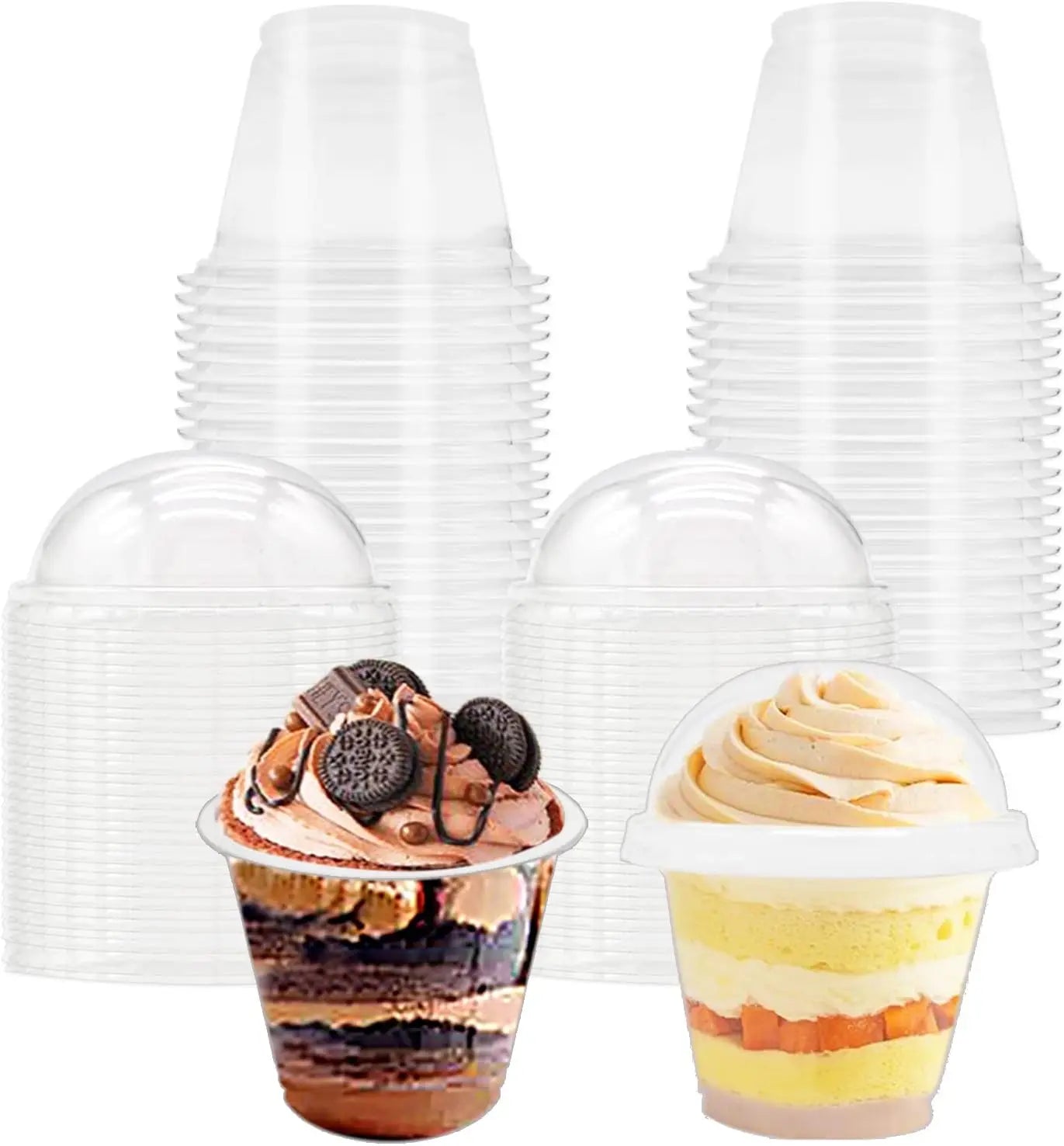 9OZ Clear Plastic Cups With Dome Lids Crystal Clear Dessert Cups for Ice Cream Latte Cold Drinks Pudding Cupcake Snack or Fruits Peaceful Pleasures Health and Wellness Dome (No Hole) 100pcs