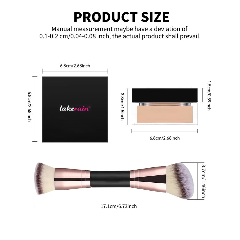 2-Pack Loose Setting Powder & Brush – Matte Oil Control Finish