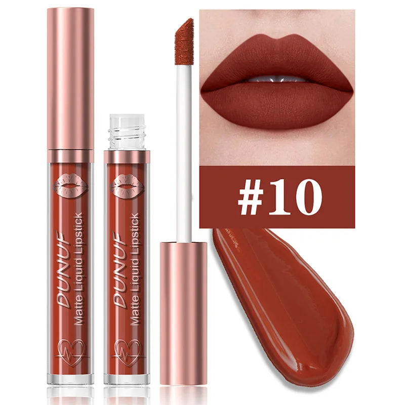 DUNUF 18-Color Matte Velvet Lipstick & Moisturizing Lip Gloss