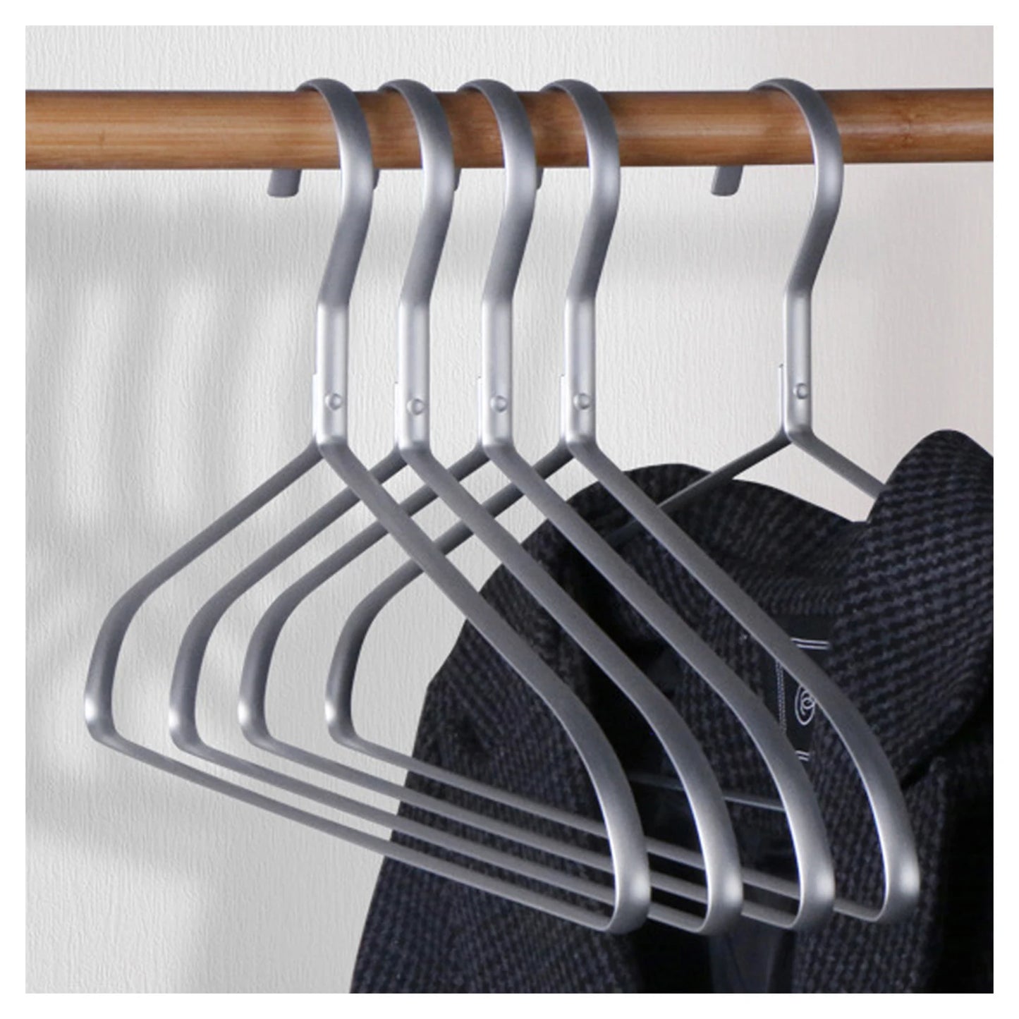 5PCS Aluminum Alloy Clothes Rack Hanging Clothes Rack Home Drying Rack Jacket Coat Hanger Thick Clothes Storage Racks Peaceful Pleasures Health and Wellness 5PCS 3 S