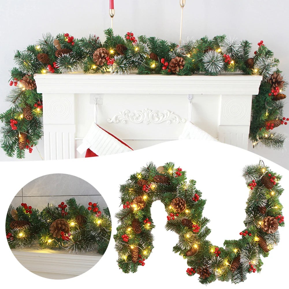 Christmas Red Berry Rattan Garland 180cm/270cm | Holiday Decor