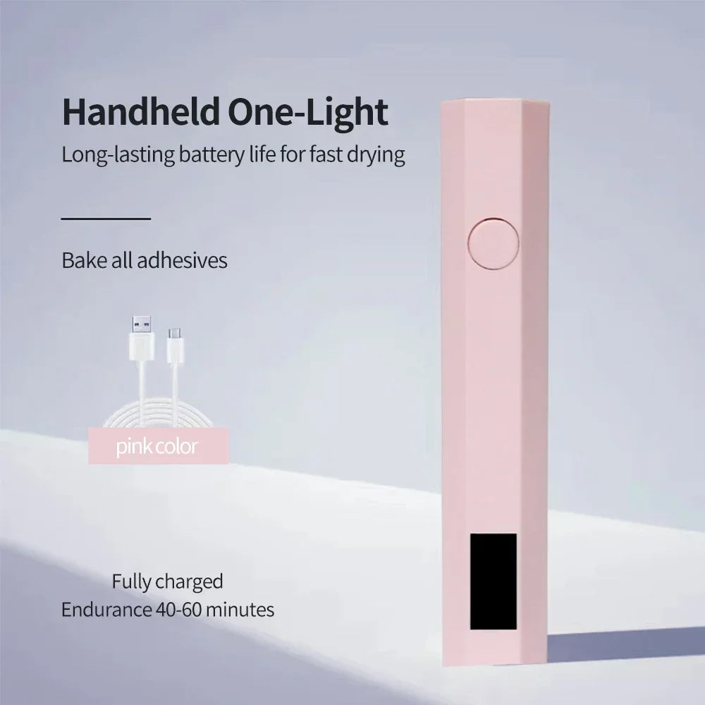 Professional UV LED Nail Lamp Mini Fashion And Powerful Portable Salon Quick Dry USB Nail Dryer Machine Home Phototherapy Tools Peaceful Pleasures Health and Wellness LCD version Pink