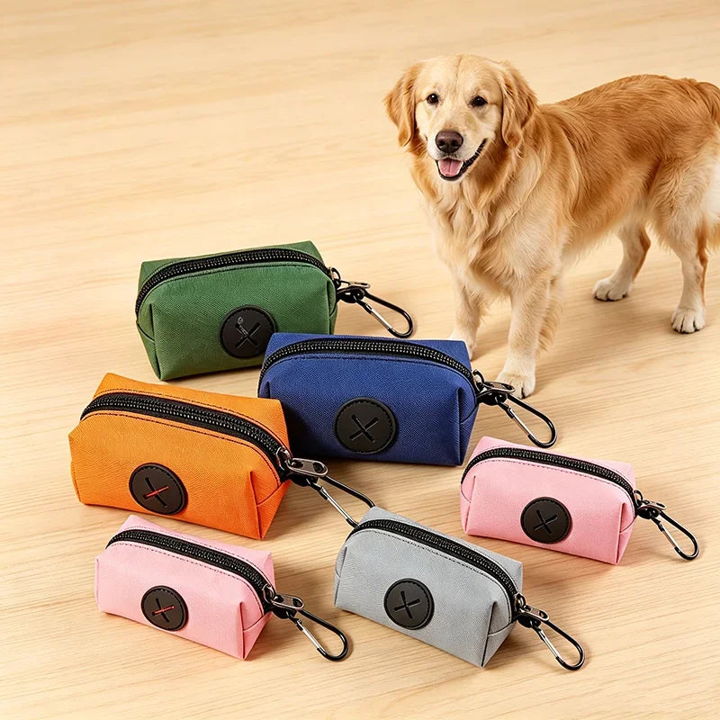 Canvas Dog Poop Bag Dispenser with Carabiner Clip Pet Waste Dispenser Peaceful Pleasures Health and Wellness