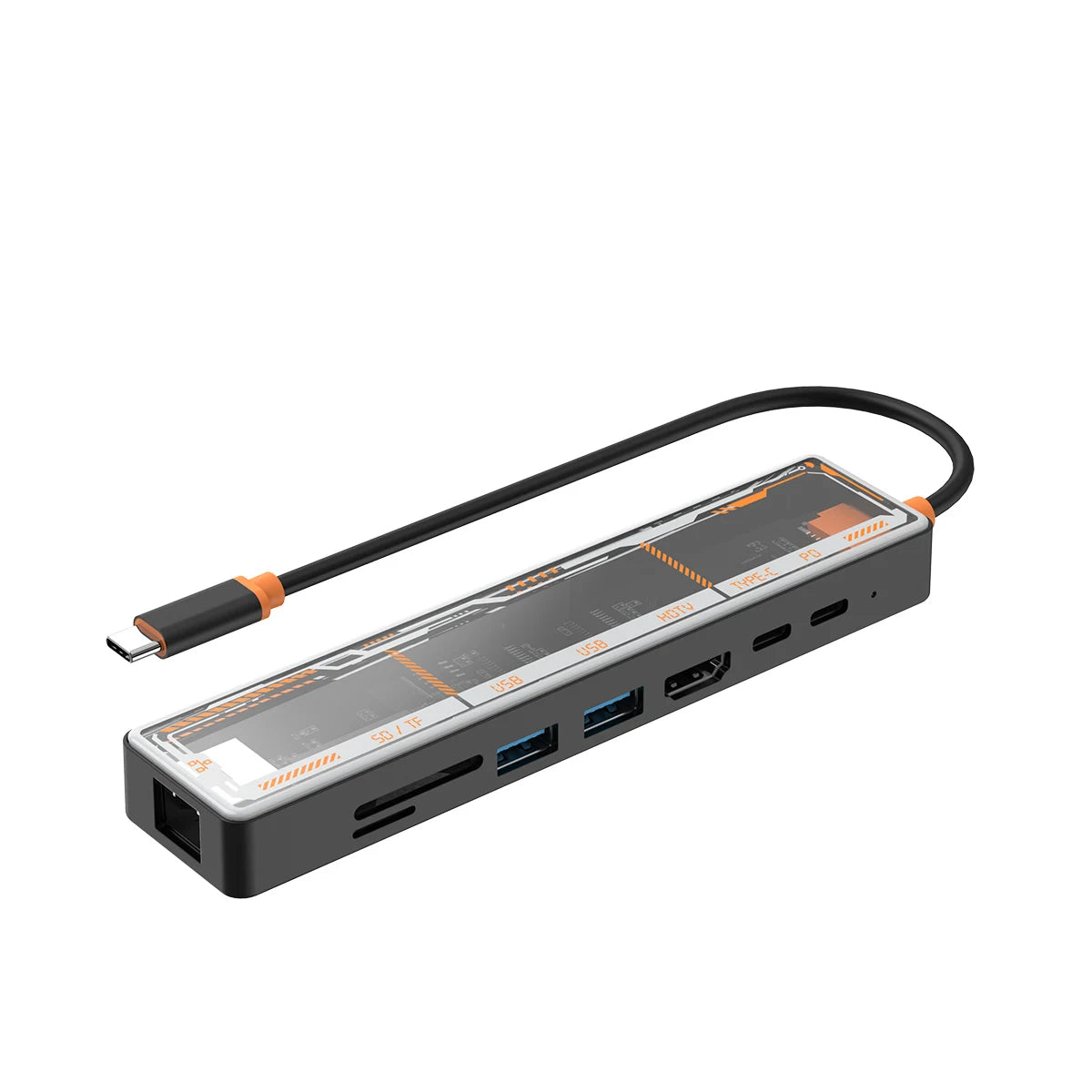 8-in-1 USB-C Docking Station | HDMI, PD 100W, RJ45, USB 3.0 USB-C Docking Station Peaceful Pleasures Health and Wellness transparent