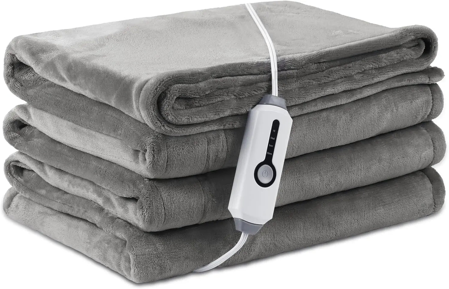 Full Size Electric Heated Blanket – 4 Levels, Light Grey Peaceful Pleasures Health and Wellness United States