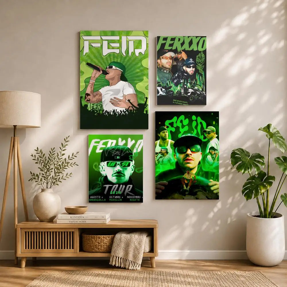 Feid Singer HD Poster – Self-Adhesive Waterproof Wall Art Music Wall Poster Peaceful Pleasures Health and Wellness