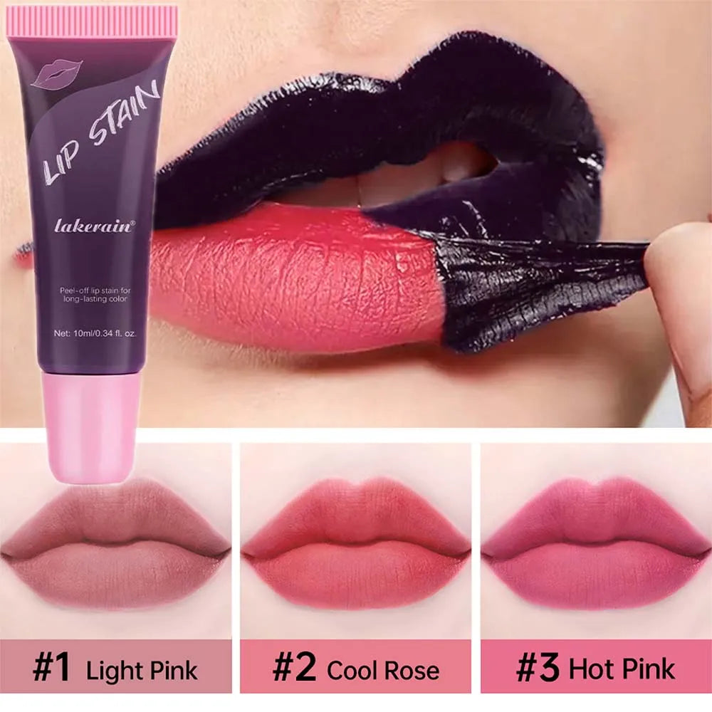 Waterproof Peel Off Lip Stain Tattoo Tint Long Lasting Matte Lip Gloss Lipstick Cosmetics Matte Peaceful Pleasures Health and Wellness 3pcs