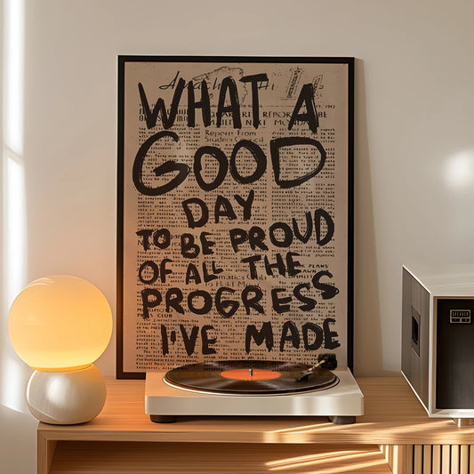 Vintage Newspaper Black Font What A Good Day Wall Art Prints Canvas Painting Poster Picture For Living Room Home Decor Peaceful Pleasures Health and Wellness