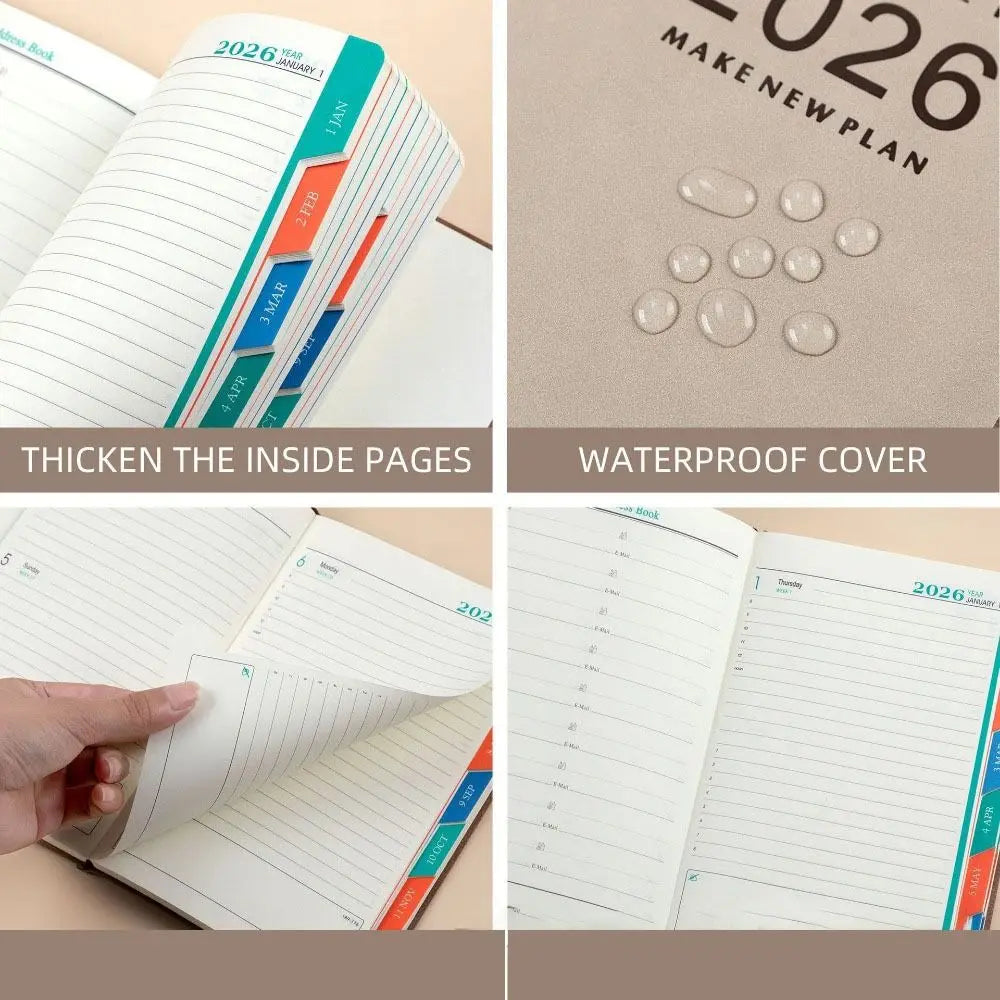 Wear-resistant 2026 Schedule Planner Task Priority Thick Paper A5 Daily Planner Notebook Efficient Time Organizer Peaceful Pleasures Health and Wellness