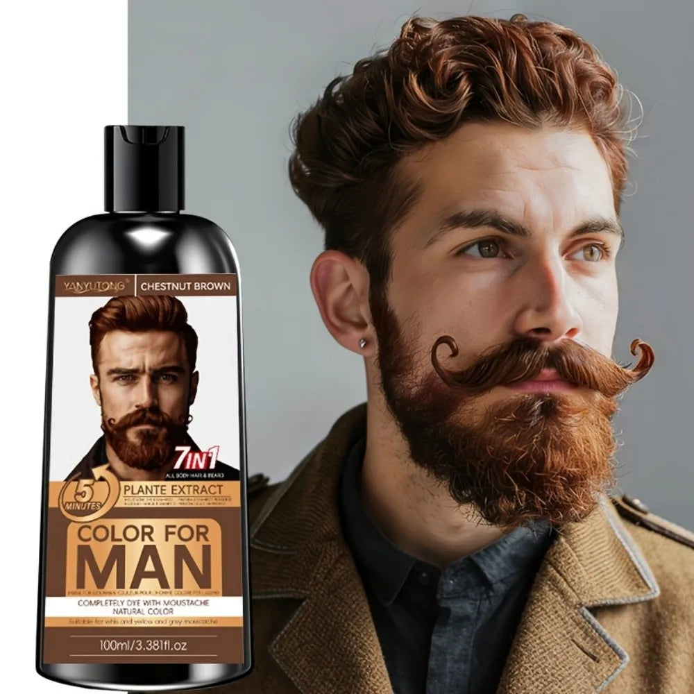 7-in-1 Men's Beard Dye – Natural Plant Pigment Hair Color