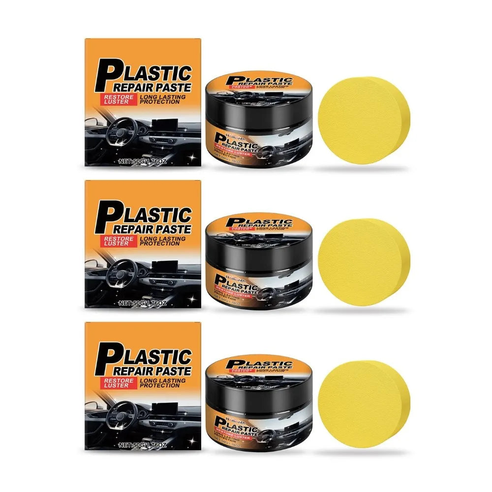 Plastic Repair Paste Restore Luster Lasting Protection Car Interior Plastic Refurbishment Cream Wheel Wear Rust Cleaning Care Peaceful Pleasures Health and Wellness 3pcs