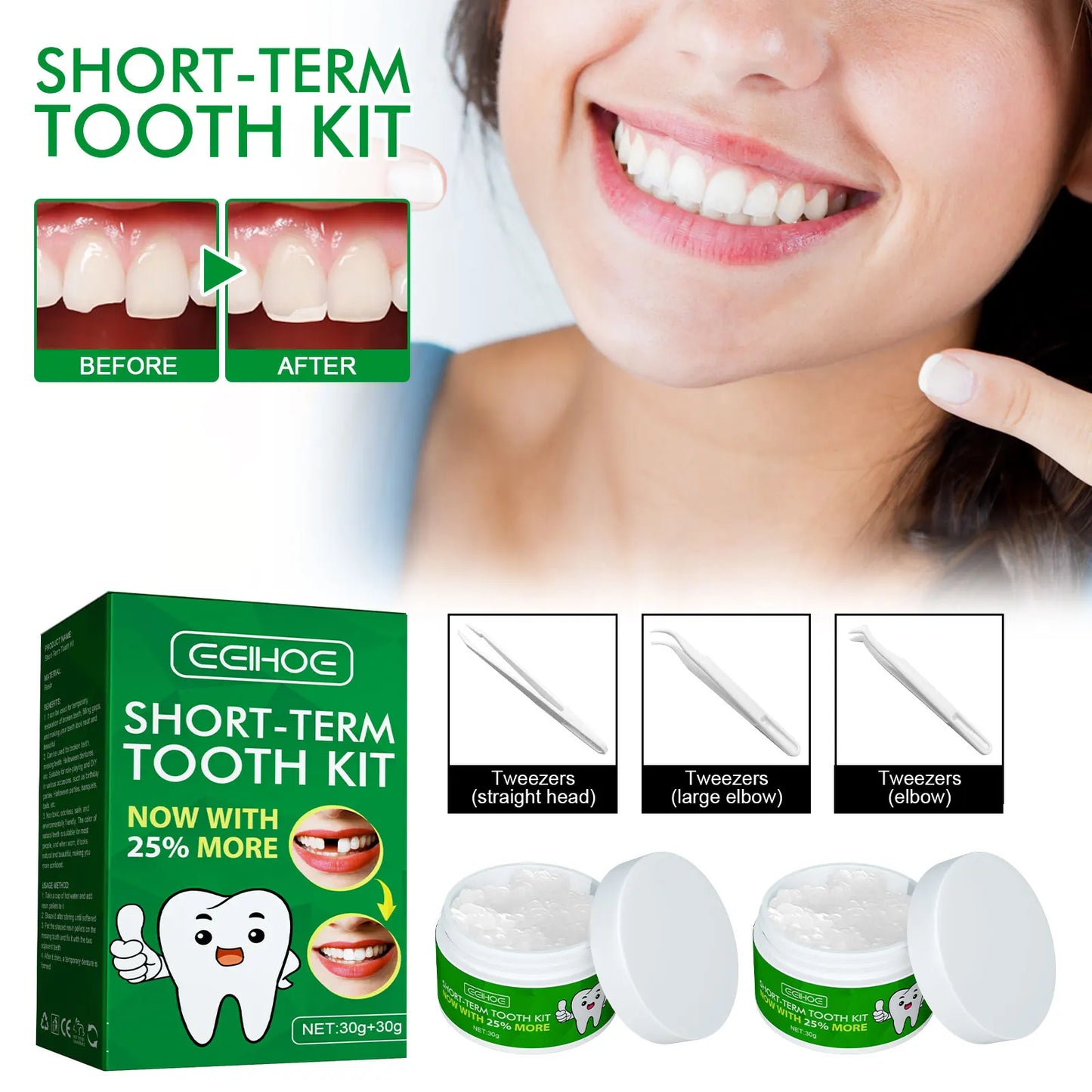 Moldable Temporary Tooth Kit – Gap Filler & Cosplay Teeth