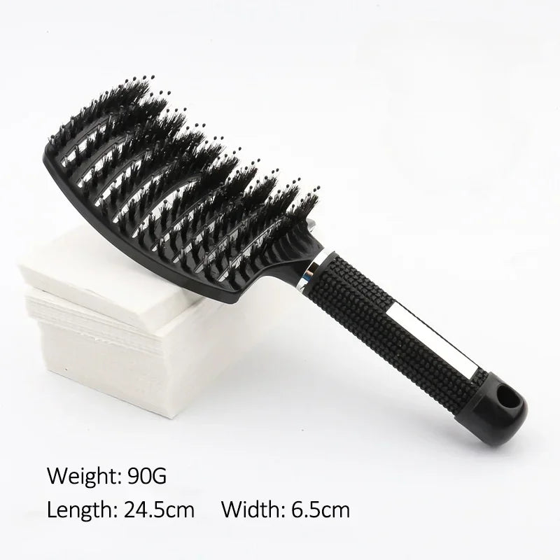 2026 Wet Detangling Hair Brush Bristle & Nylon Comb Curly Hair Styling Tool Portable Salon Massage Hairdressing Accessories Peaceful Pleasures Health and Wellness SZ01-BlackWM