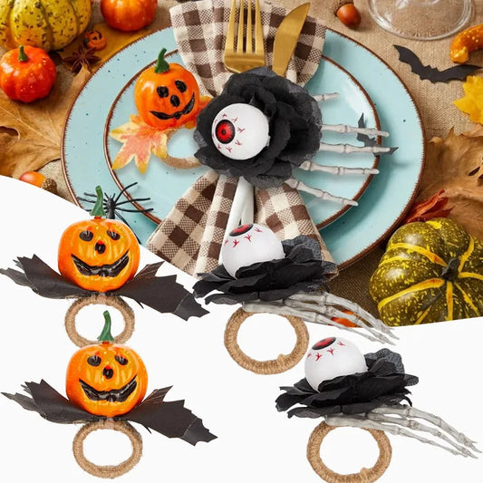 Halloween Pumpkin Napkin Rings Set 6–12pcs | Spooky Table Decor Halloween Napkin Rings Peaceful Pleasures Health and Wellness