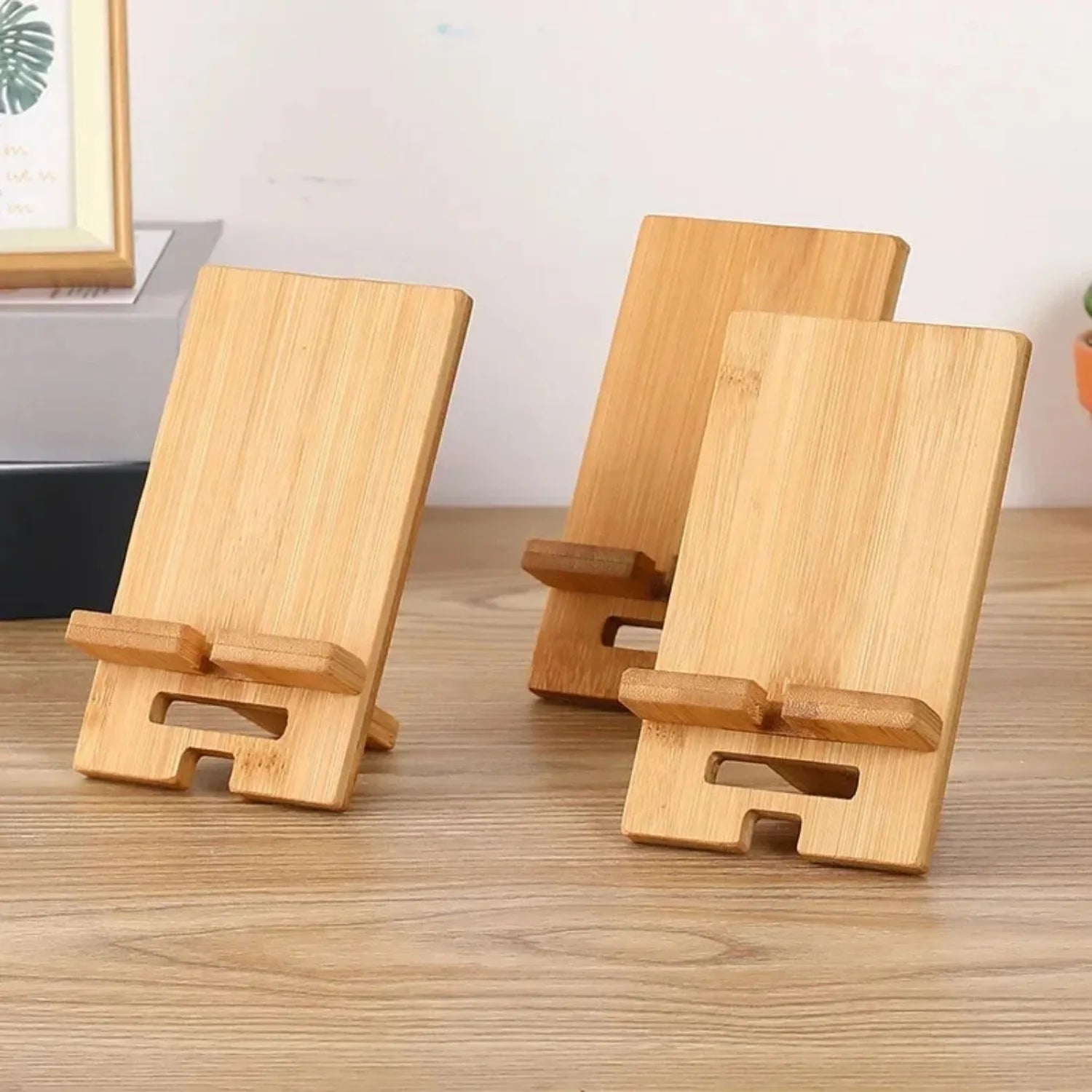 Desktop Bamboo Phone Holder Practical Wooden Smartphone Charging Stand Creative Lazy Multi-functional Stand Peaceful Pleasures Health and Wellness
