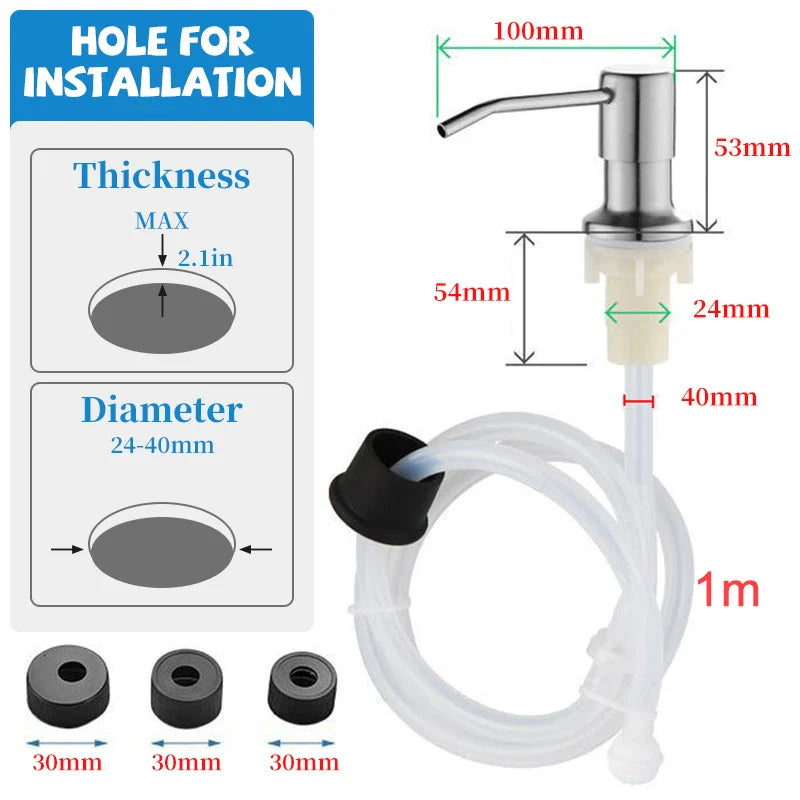 2-Pack Stainless Steel Soap Dispenser Pump for Kitchen Sink