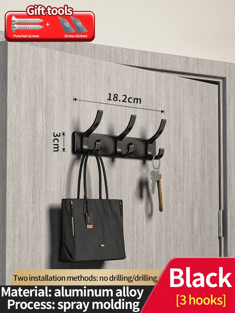 No-Drill Aluminum Wall Hook – Coat, Robe & Bag Hanger Organizer