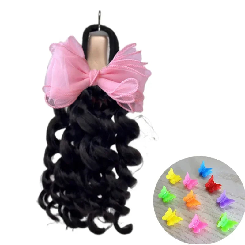 NEW 2pcs/Little Girls Ponytail Hair Extensions Kanekalon Human Hair Like Curly Wavy Private-lable Hair 10 Roots for Black Girls Peaceful Pleasures Health and Wellness colors 6
