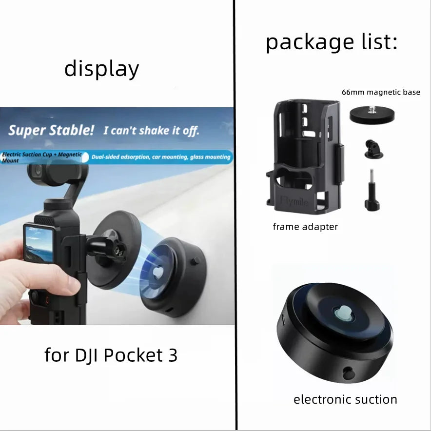 Magnetic Suction Camera Mount for DJI Osmo, Insta360 & GoPro