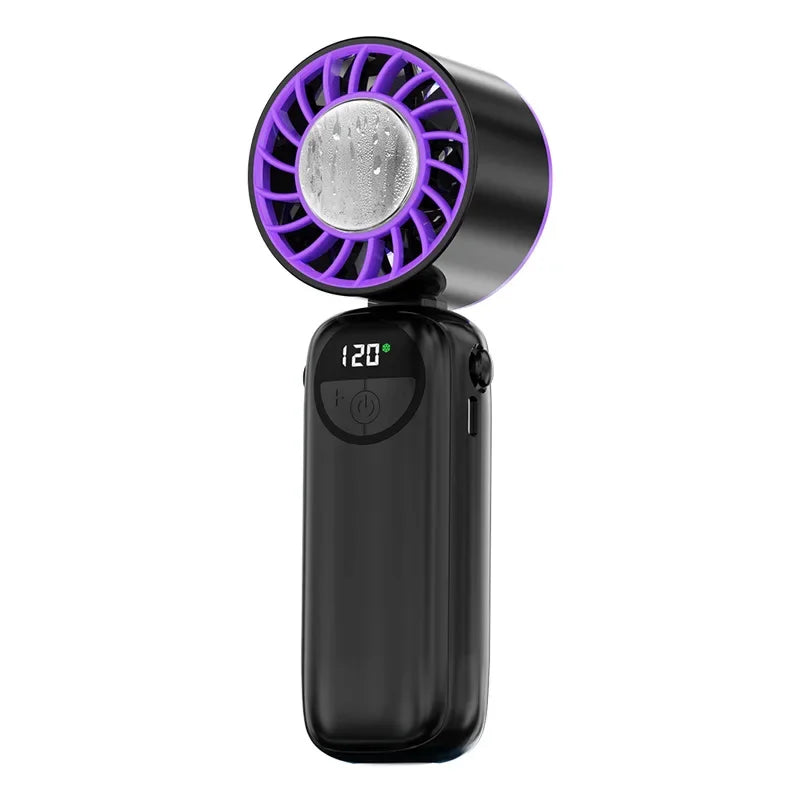 Cold Air High-speed Fan Usb Charging Fan Portable Semiconductor Cooling Five Speed Large Fan Peaceful Pleasures Health and Wellness Black