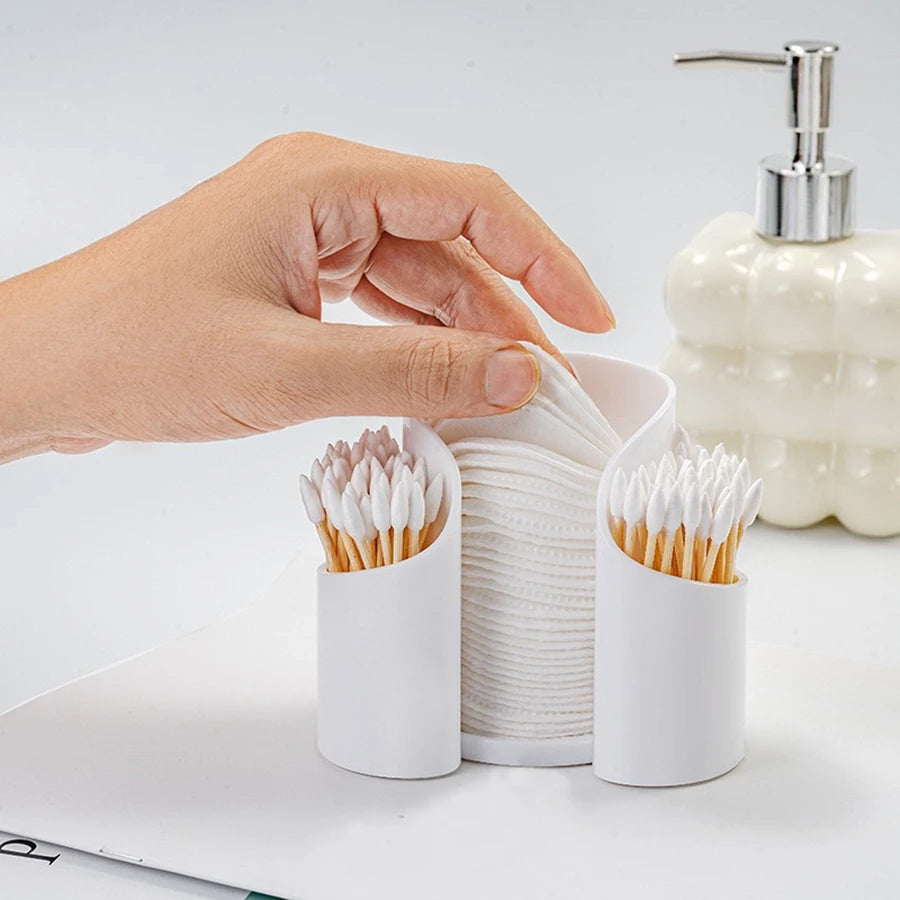 Clear Qtip Holder & Cotton Swab Organizer – Transparent Bathroom Storage Container for Makeup Accessories