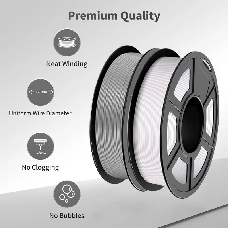 3D Maliang PLA Filament 1.75mm ±0.02mm 250g Grey & White Spool