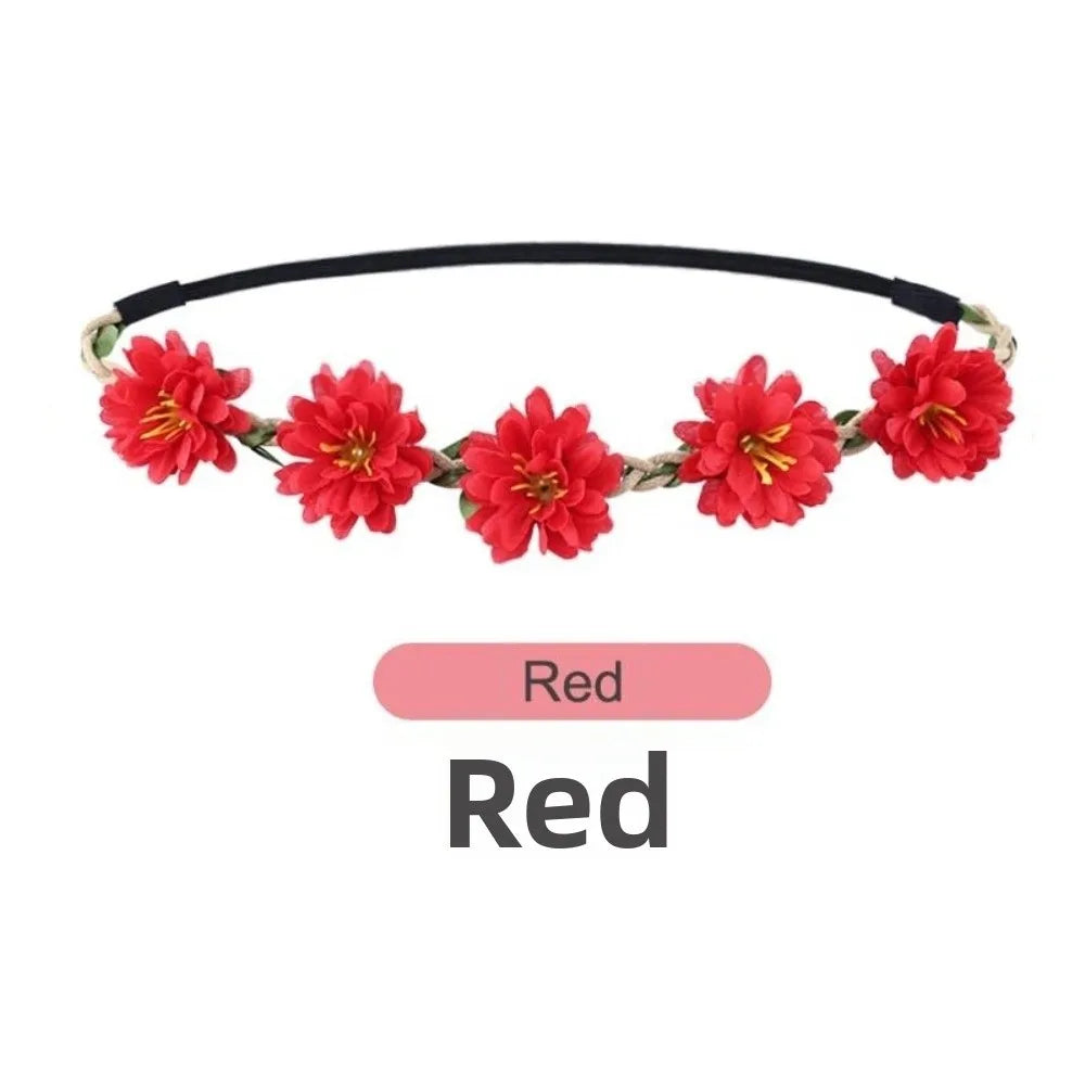 Pink Rose Floral Crown – Boho Adjustable Ribbon Headpiece