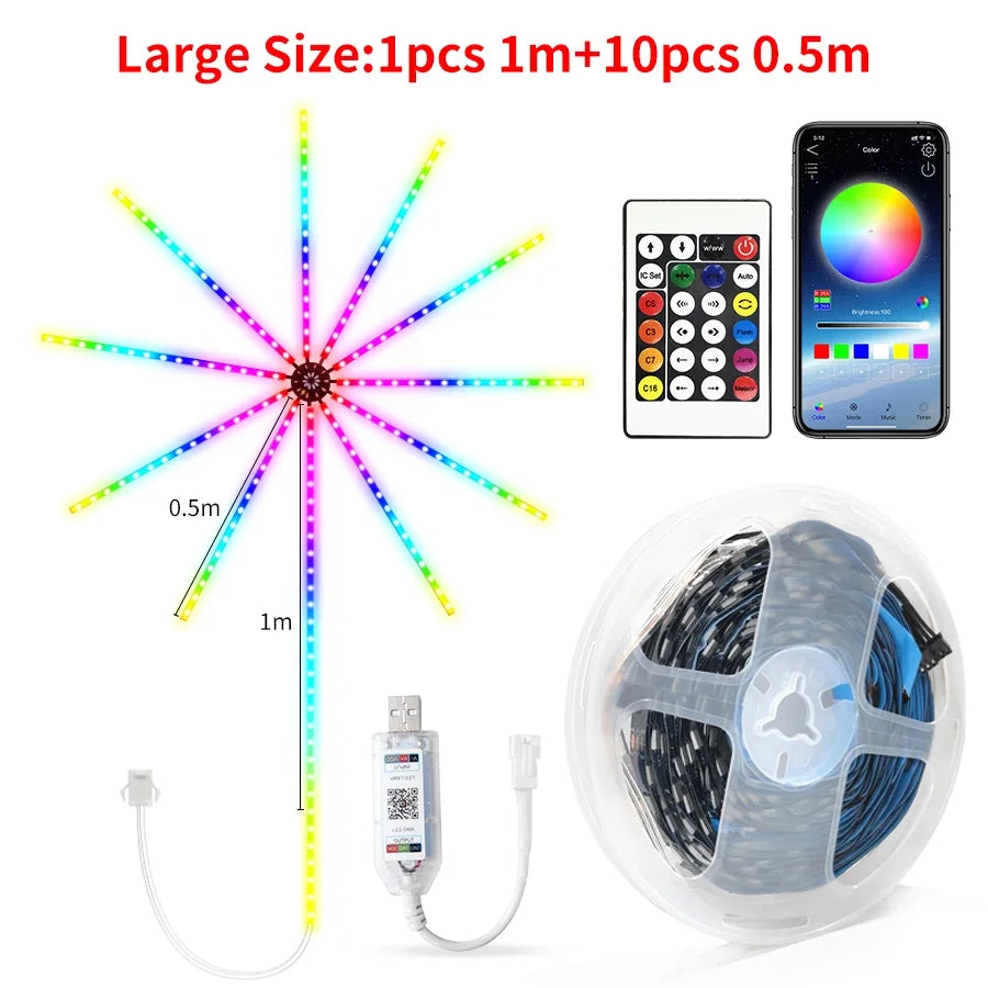 RGB Firework LED Strip Lights – Bluetooth App & Music Sync