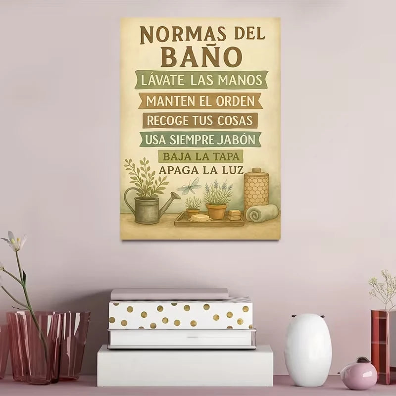 Spanish Humorous Hygiene Quotes Nature Canvas Wall Art Print