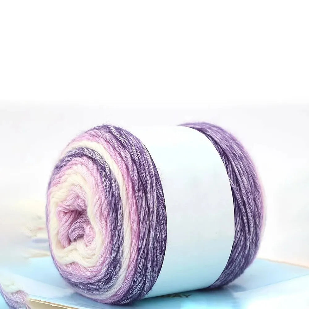 Pure Cotton Rainbow Crochet Thread Ten-Quarter Cake Weaving Yarn Long Gradient Dyeing for Crafting Peaceful Pleasures Health and Wellness