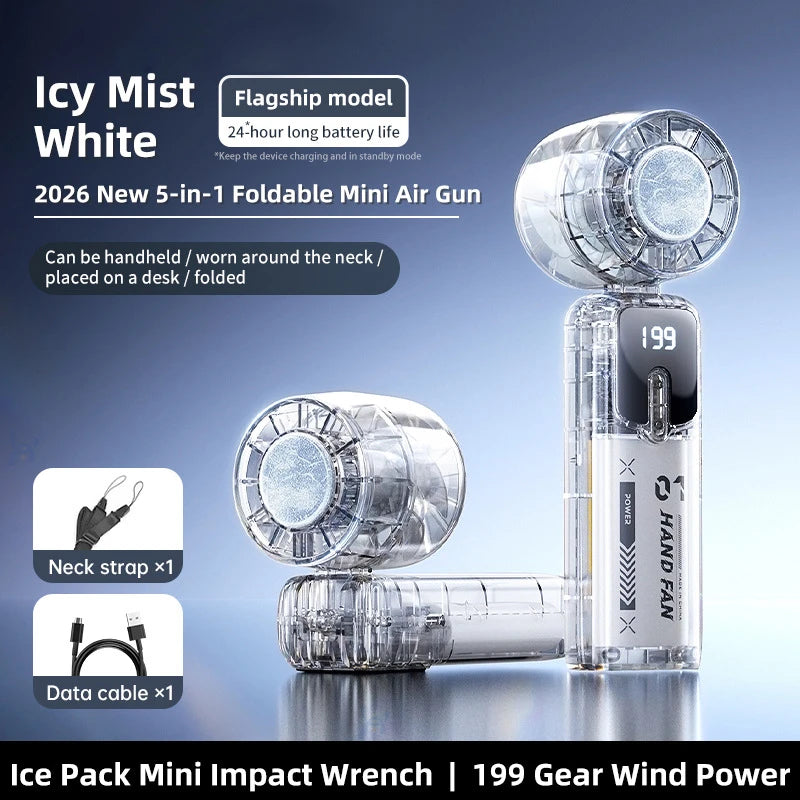 Transparent Mini Portable Fan Quiet Turbo 90° Foldable Cooling Outdoor Handheld Lightweight Fan For Home Travel Outdoor Peaceful Pleasures Health and Wellness White No Ice Cold