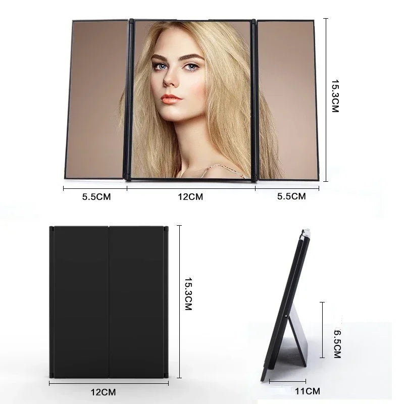 Tri-Fold Portable Travel Makeup Mirror | Compact Cosmetic Mirror Travel Makeup Mirror Peaceful Pleasures Health and Wellness